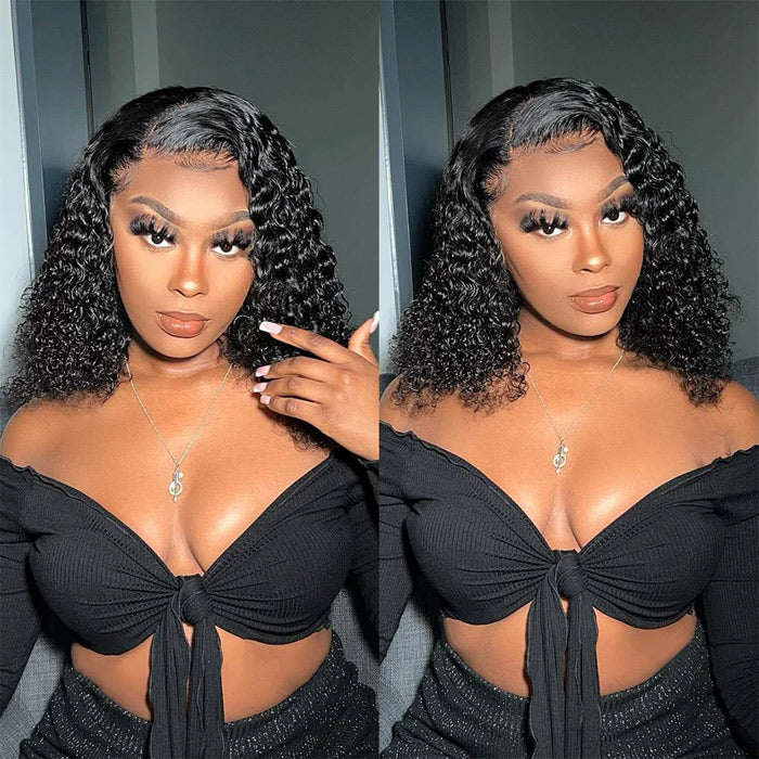 HD Lace Front Bob Wig with Deep Wave – Pre-Plucked Human Hair Wigs for Women - 10 / 4x4 Lace / 150% - Lyvelle