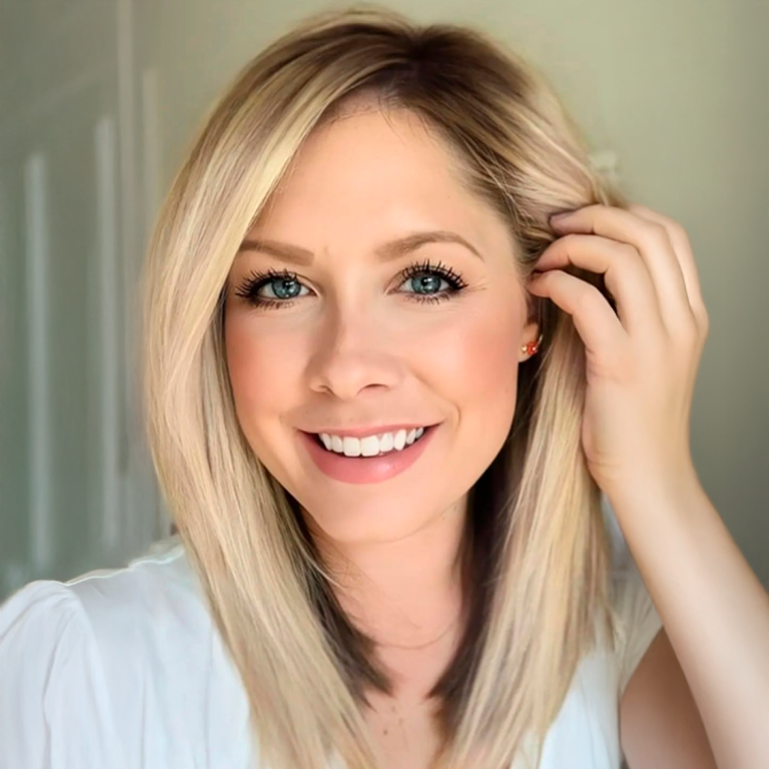 Topper de cabello natural de 35,5 cm con base de seda – Rubio oscuro de raíz
