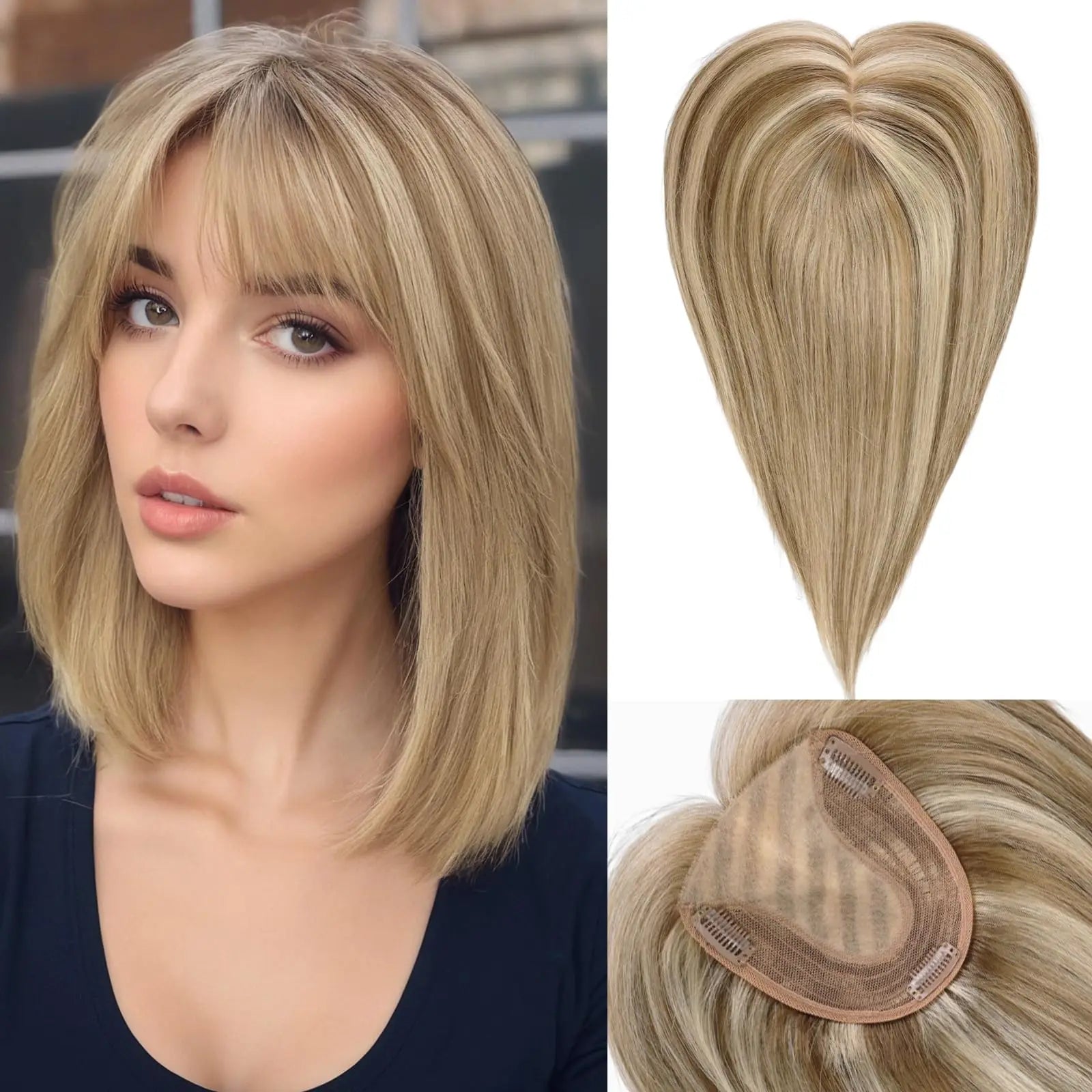 Adorno para el cabello de 14” con flequillo y base de seda