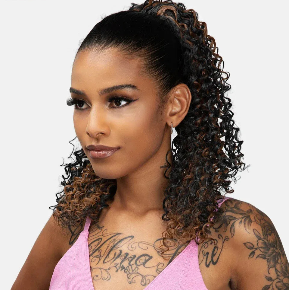 Afro Kinky Curly Drawstring Ponytail – 16 Inch Natural Look - 16" / Jet Black - Lyvelle