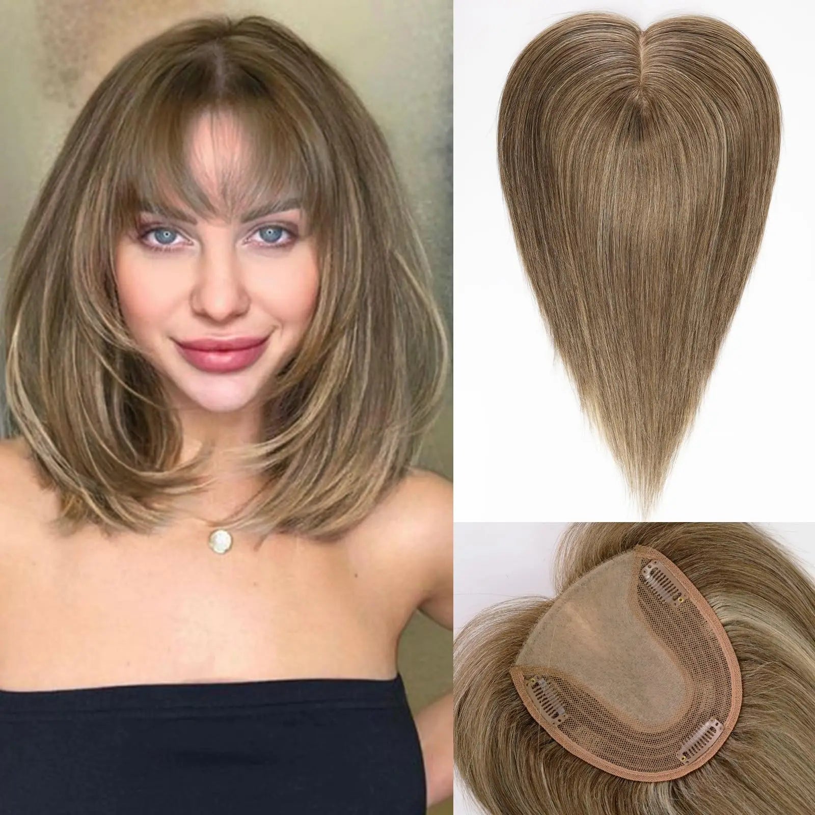 Adorno para el cabello de 14” con flequillo y base de seda