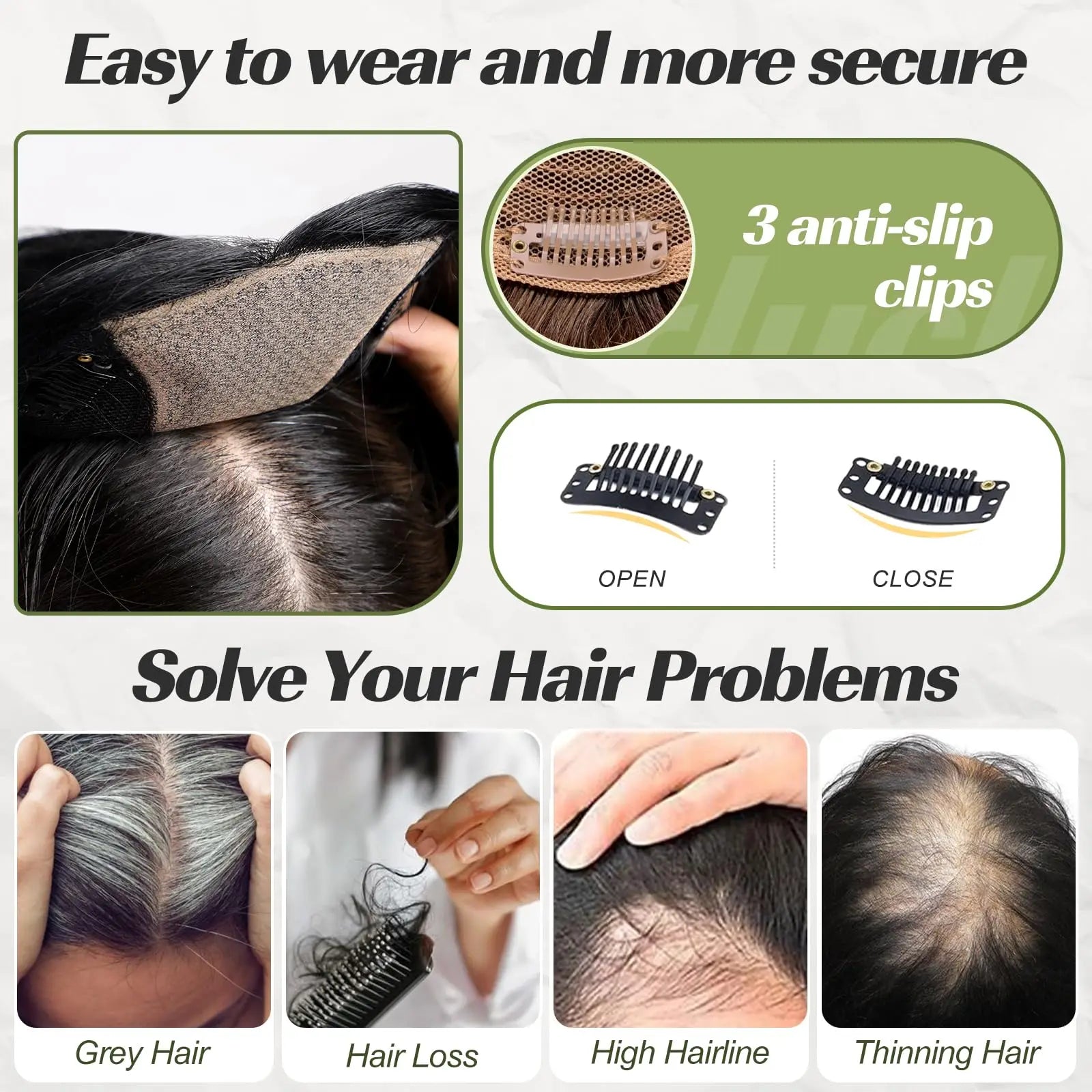 Adorno para el cabello de 14” con flequillo y base de seda