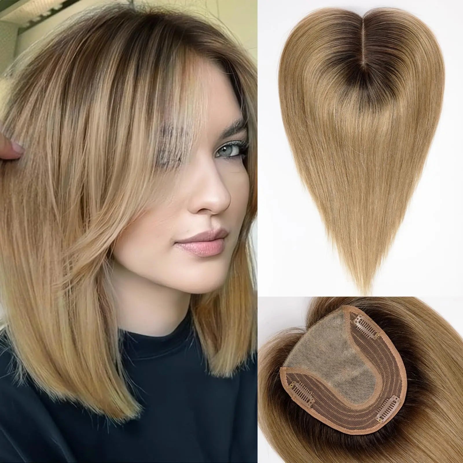 Adorno para el cabello de 14” con flequillo y base de seda
