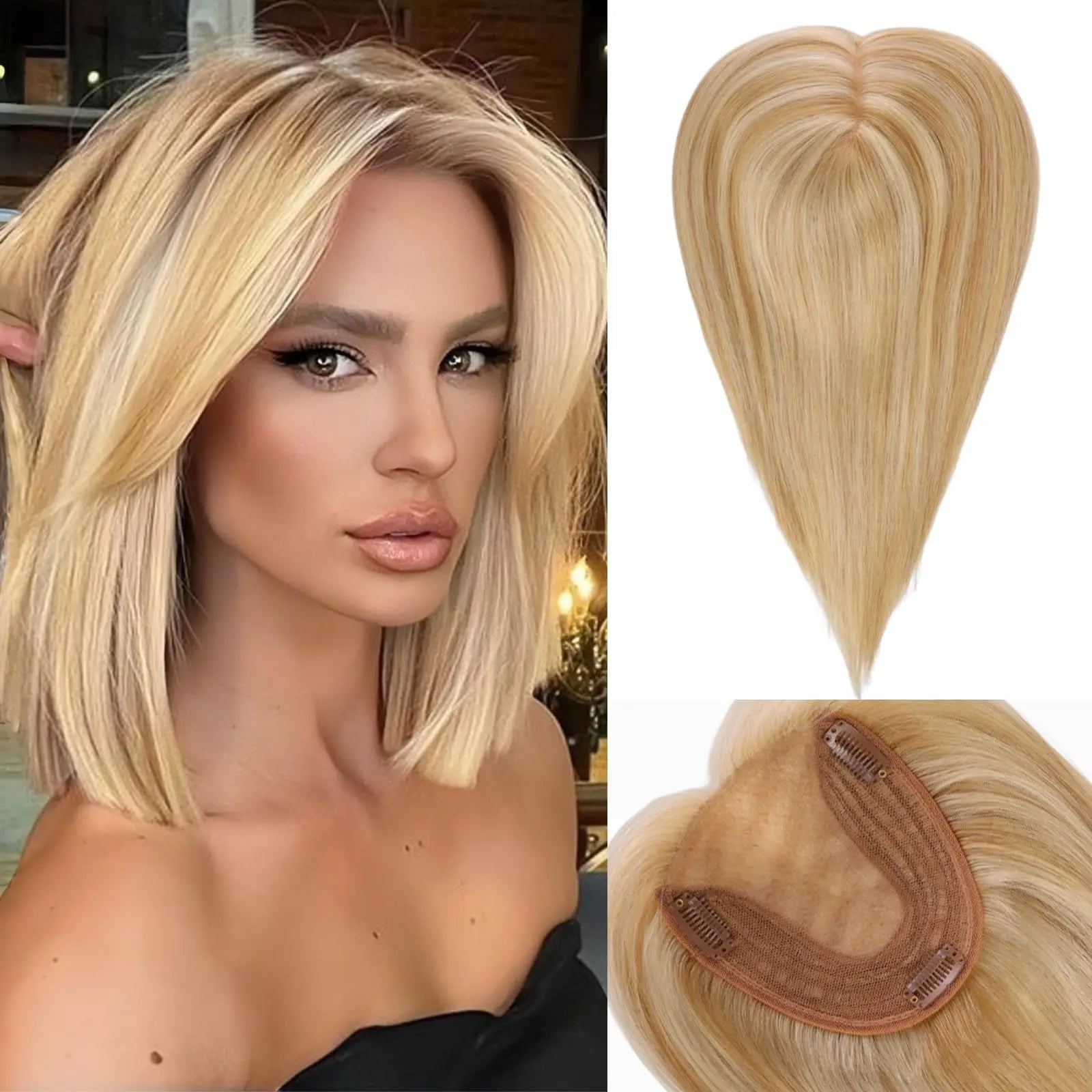 Adorno para el cabello de 14” con flequillo y base de seda