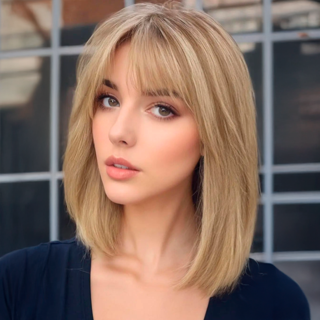 Adorno para el cabello de 14” con flequillo y base de seda