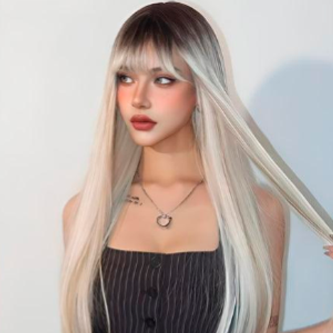 White Straight Wig – Extra Long 26"+