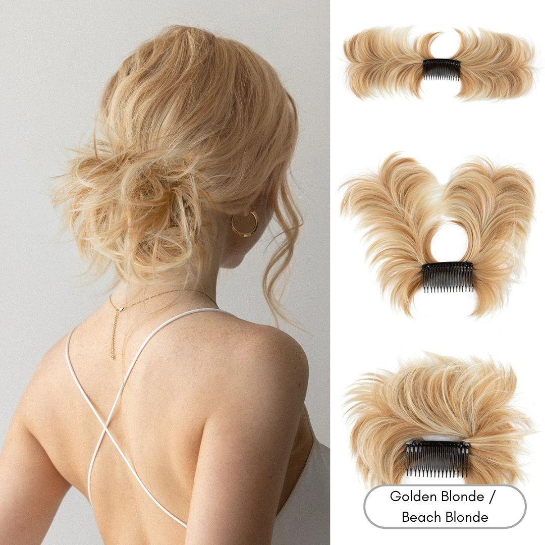 EasyClip Curly Hair Bun – Synthetic Clip-In Updo - Golden Blonde / Beach Blonde - Lyvelle