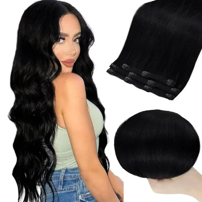 Full Shine Ombre Human Hair Clip-In Extensions – 3-Piece Set - 12" / Straight / 1 - Lyvelle