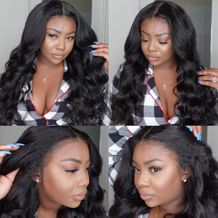 Natural 4C Curly Baby Hair 13x4 HD Lace Front Human Hair Body Wave Wig - 12 / 13x4 Lace / 150% - Lyvelle