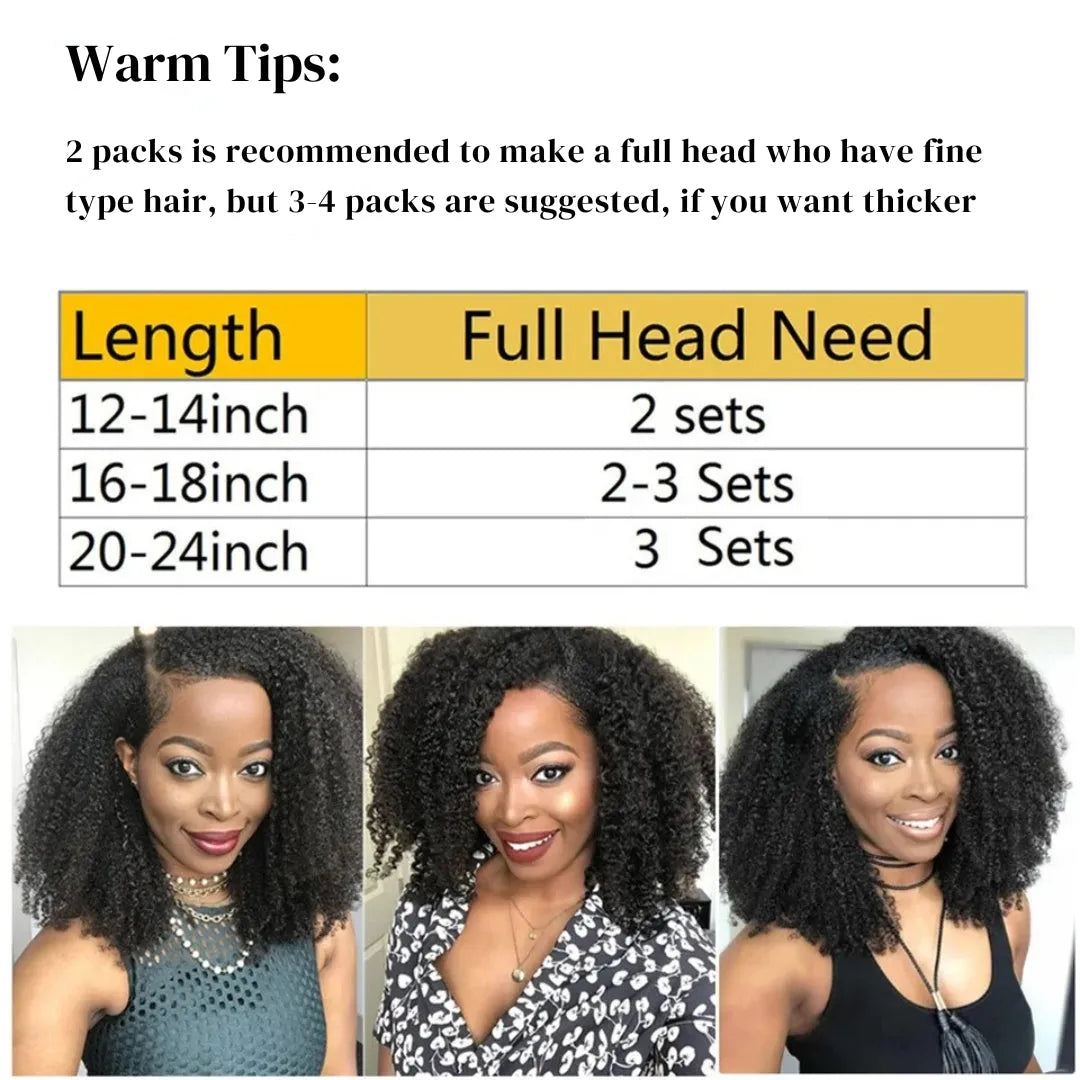 Kinky Curly Remy Human Hair Clip-In Extensions - Double Weft - 10" / Kinky Curly - Lyvelle