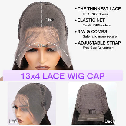 Pre-Styled Loose Body Wave Lace Front Wig with Face-Framing Curtain Bangs - 13x4 Glueless Design for Women - 14 / 13x4 Lace / 150% - Lyvelle