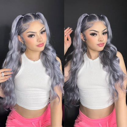 Grey 13x4 HD Lace Frontal Human Hair Wig for Women - Colored Elegance - 12 / 150% / Straight - Lyvelle