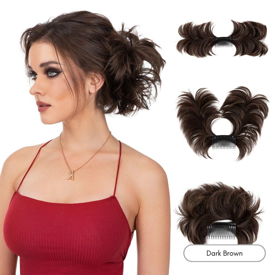 EasyClip Curly Hair Bun – Synthetic Clip-In Updo - Dark Brown - Lyvelle