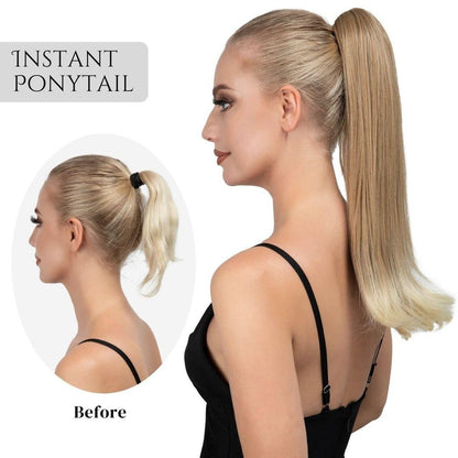 Long Silky Claw Clip Ponytail - 22" / Straight / Light Blonde - Lyvelle