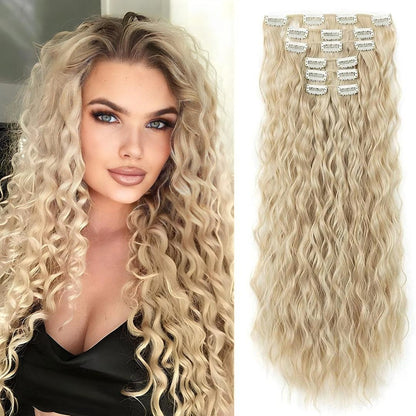 22-Inch Mermaid Deep Wave Clip-In Hair Extensions – 6-Piece Set - 22" / Deep Wave / 6P68-88 - Lyvelle