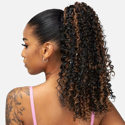 Afro Kinky Curly Drawstring Ponytail – 16 Inch Natural Look - 16" / Jet Black - Lyvelle