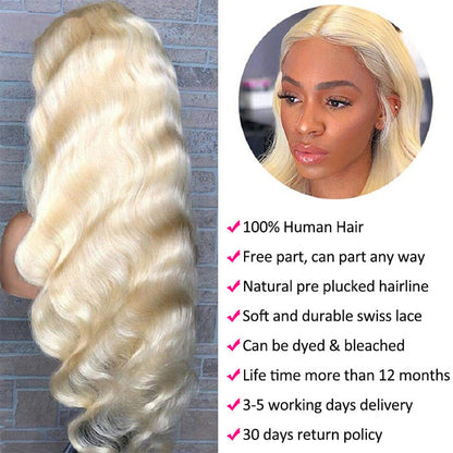 613 Blonde Body Wave Wig with 13x4 HD Transparent Lace Frontal - Human Hair Wig for Women - 12 / 150% - Lyvelle