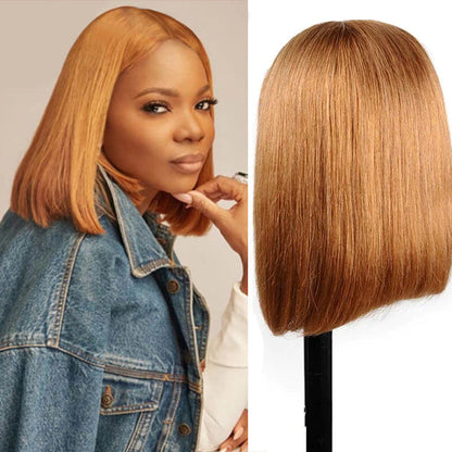 Honey Blonde Short Straight Bob Lace Wig - 13x4/4x4, 100% Virgin Human Hair - 10 / 13x4 Lace / 150% - Lyvelle