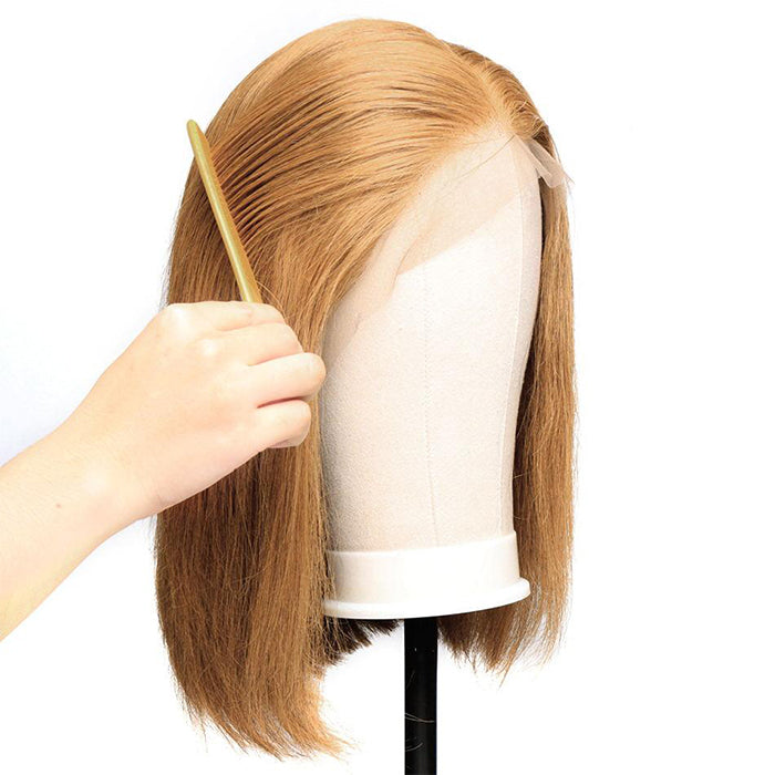 Honey Blonde Short Straight Bob Lace Wig - 13x4/4x4, 100% Virgin Human Hair - 10 / 13x4 Lace / 150% - Lyvelle