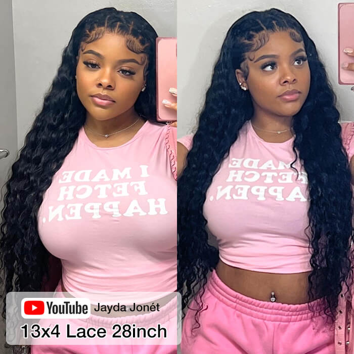 Realistic 13x4 HD Lace Front Wig - Deep Wave Human Hair with Skin-Like Finish, Invisible Bleached Knots, and Pre-Plucked Hairline - 12 / 13x4 Uncut HD Lace / 150% - Lyvelle