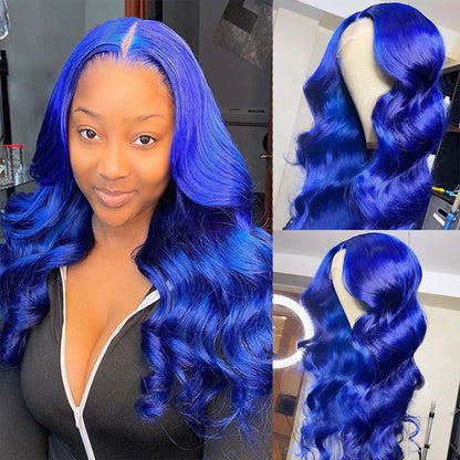 HD Lace Front Blue Body Wave Wig - Long Soft Human Hair Wig for Women, Perfect for Cosplay - 12 / 5x5 Lace / 150% - Lyvelle