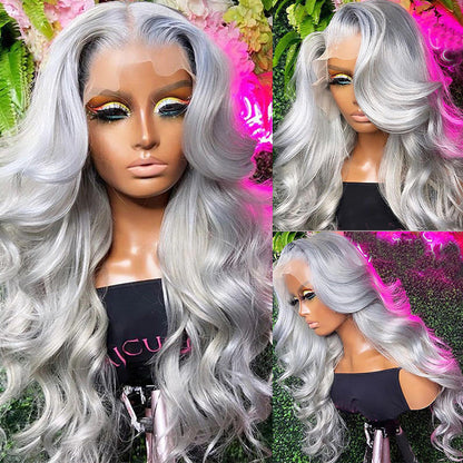 Grey 13x4 HD Lace Frontal Human Hair Wig for Women - Colored Elegance - 12 / 150% / Straight - Lyvelle