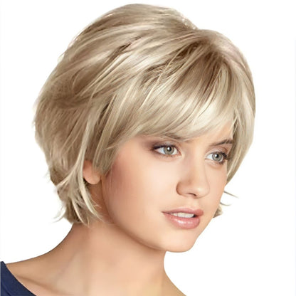 Fluffy Short Blonde Wig with Bangs – Natural Look - 10" / Blonde - Lyvelle