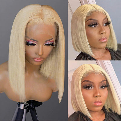 613 Blonde Straight Bob Wig - Human Hair, Pre-Plucked, Glueless Lace - 8 / 13x4 Lace / 150% - Lyvelle