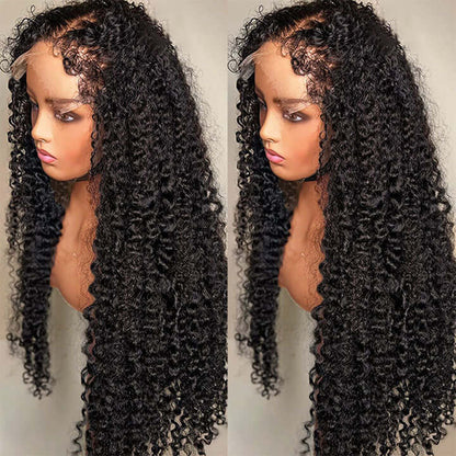 4C Edges Curly Human Hair Wig - Transparent 13x4 HD Lace, Pre-Plucked with Curly Baby Hairs - 12 / 8x5 Lace Wear Go / 150% - Lyvelle