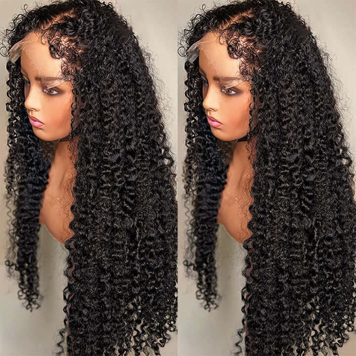 4C Edges Curly Human Hair Wig - Transparent 13x4 HD Lace, Pre-Plucked with Curly Baby Hairs - 12 / 8x5 Lace Wear Go / 150% - Lyvelle