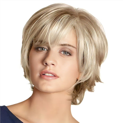 Fluffy Short Blonde Wig with Bangs – Natural Look - 10" / Blonde - Lyvelle