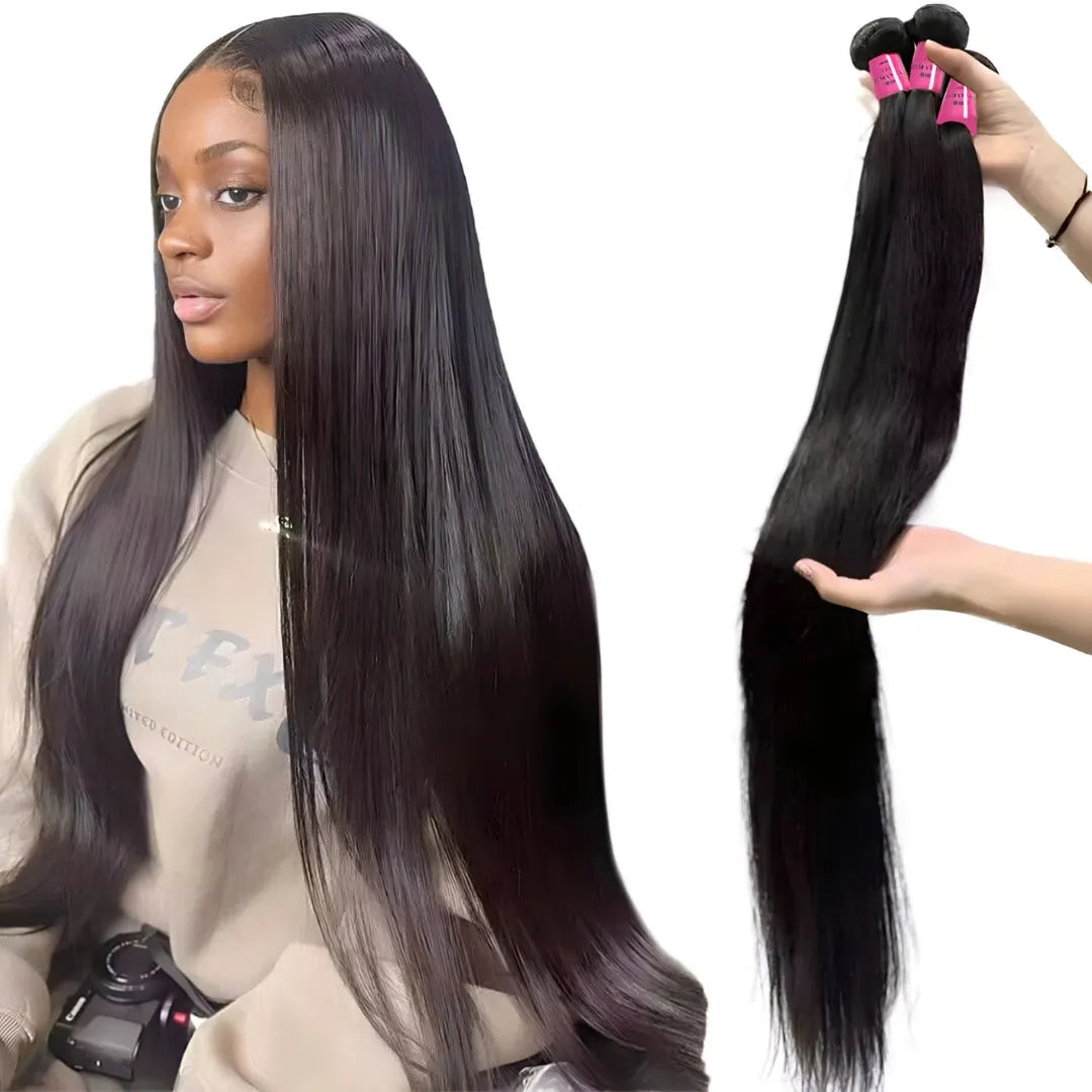 Straight Brazilian Human Hair Bundles – 10-40 Inch Weave Extensions - 10" | 1 PC - Lyvelle