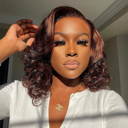 Chocolate Brown Short Straight Bob Wig - 13x4/13x6 Lace Front - 100% Virgin Human Hair - 10 / 4x4 Lace / Straight/150% - Lyvelle