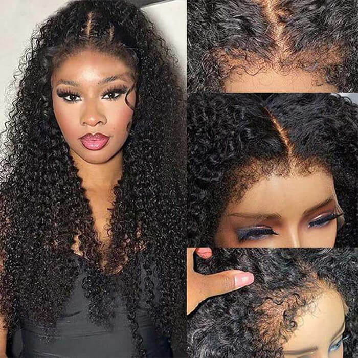 4C Edges Curly Human Hair Wig - Transparent 13x4 HD Lace, Pre-Plucked with Curly Baby Hairs - 12 / 8x5 Lace Wear Go / 150% - Lyvelle