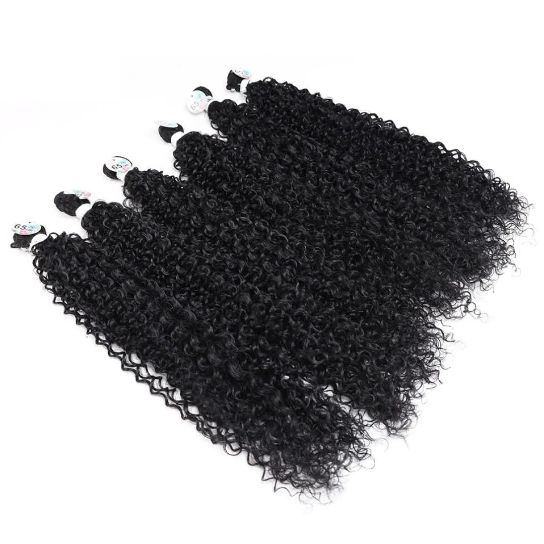 Synthetic Jerry Curl Hair Extensions – Kinky Curly, Heat-Resistant, 26-28 Inch - 26" / Natural Black - 1B / 3 Pcs - Lyvelle