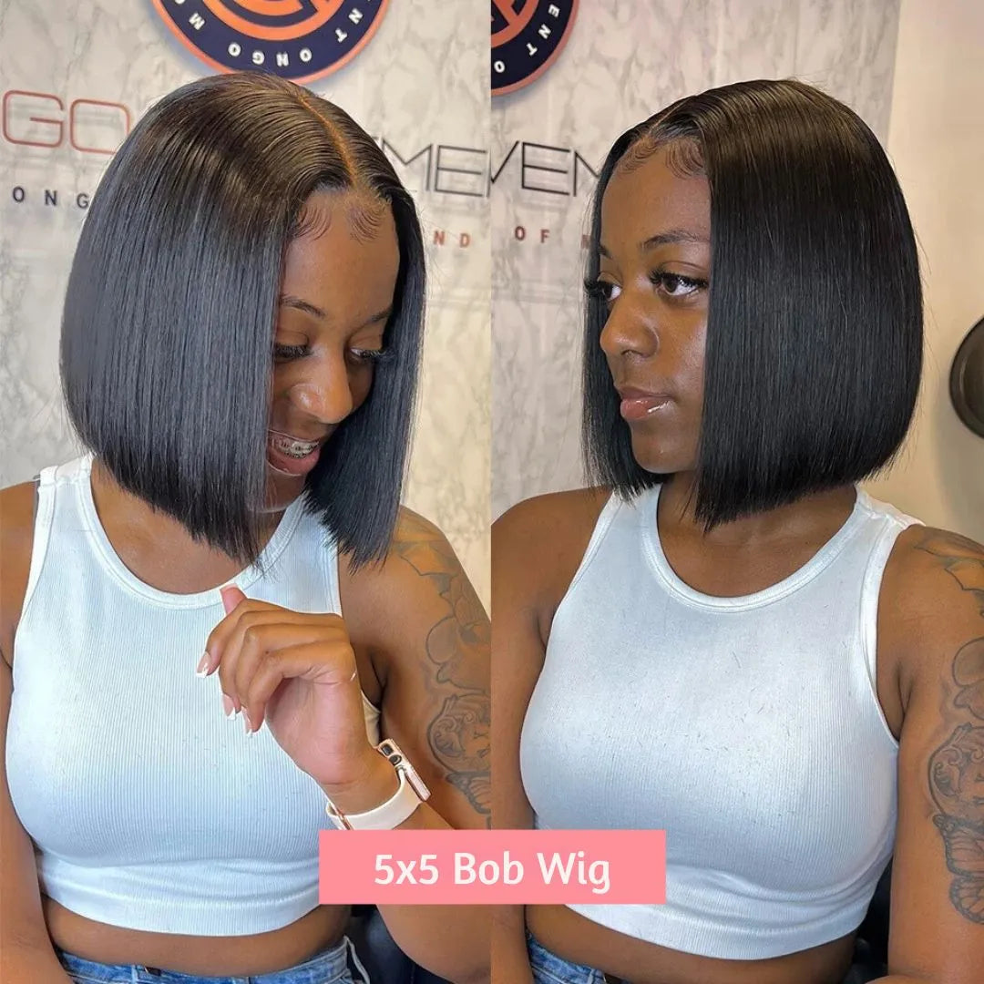 Straight Bob HD Lace Wig – 13x4/13x6, 180% Density Human Hair - 8" / 5x5 Closure Wigs / Straight - Lyvelle