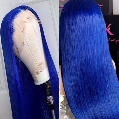 13x4 HD Lace Front Wig in Blue - Pre-Plucked Brazilian Remy Straight Human Hair for Women - 12 / 150% - Lyvelle