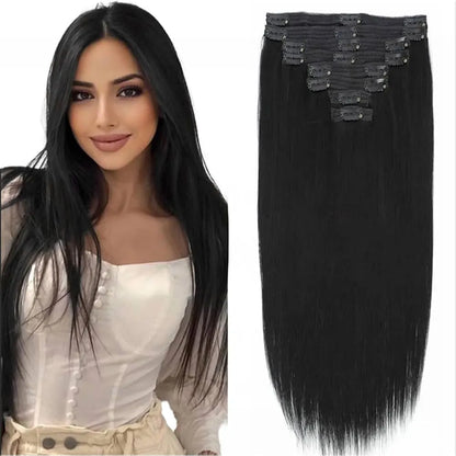 Brazilian Straight Clip-In Hair Extensions – 100% Remy Human Hair - 10" / Straight / 1B - Lyvelle