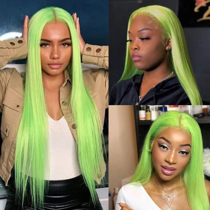 13X4 HD Lace Green Long Straight Wig for Fashion-Forward Women with Natural Hairline - 12 / 150% - Lyvelle