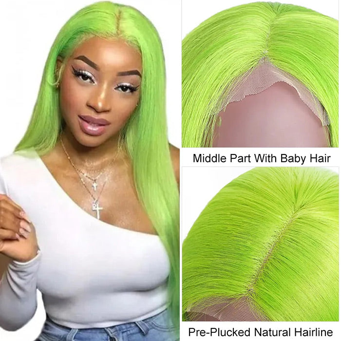 13X4 HD Lace Green Long Straight Wig for Fashion-Forward Women with Natural Hairline - 12 / 150% - Lyvelle