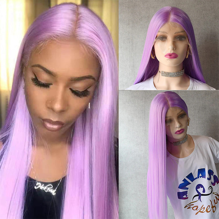 13x4 HD Lace Front Human Hair Wig in Purple with Baby Hair - Glueless Design - 12 / 150% / Straight - Lyvelle