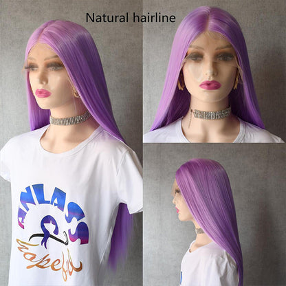 13x4 HD Lace Front Human Hair Wig in Purple with Baby Hair - Glueless Design - 12 / 150% / Straight - Lyvelle