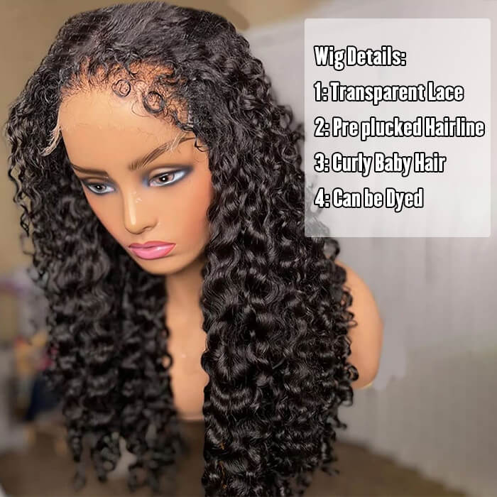 4C Edges Deep Wave HD Lace Front Wig - 5x5/13x4 Human Hair with Curly Baby Hairs for a Natural Hairline - 12 / 8x5 Lace Wear Go / 150% - Lyvelle