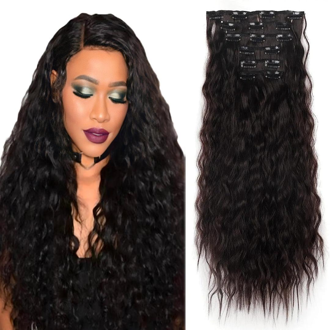 22-Inch Mermaid Deep Wave Clip-In Hair Extensions – 6-Piece Set - 22" / Deep Wave / 6P68-2 - Lyvelle