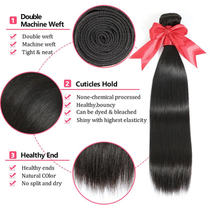 Straight Brazilian Human Hair Bundles – 10-40 Inch Weave Extensions - 10" | 1 PC - Lyvelle