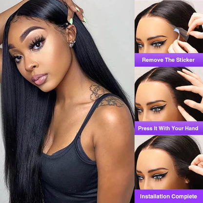 Silky Straight 13x4 Glueless Lace Frontal Wig with Pre-Cut Ear-to-Ear Lace for Maximum Security - 12 / Natural 150% / Free 40 Pcs - Lyvelle