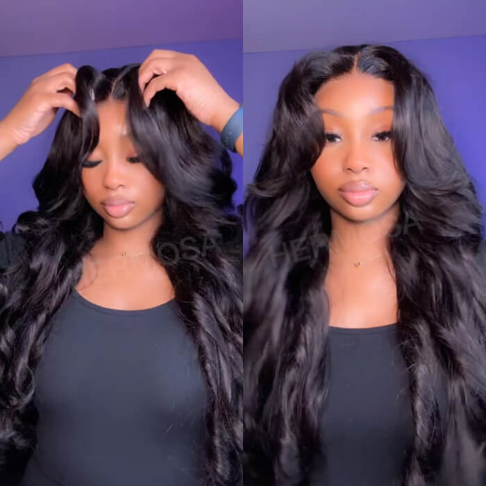 Pre-Styled Loose Body Wave Lace Front Wig with Face-Framing Curtain Bangs - 13x4 Glueless Design for Women - 14 / 13x4 Lace / 150% - Lyvelle