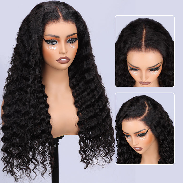 Realistic 13x4 HD Lace Front Wig - Deep Wave Human Hair with Skin-Like Finish, Invisible Bleached Knots, and Pre-Plucked Hairline - 12 / 13x4 Uncut HD Lace / 150% - Lyvelle