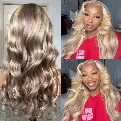 Barbie-Inspired Blonde Highlight Lace Front Wigs - Pre-Plucked 13x4/13x6 Glueless Human Hair Wigs for Women - 16 / 5x5 Pre Cut Glueless / P18/613-Body Wave-150% - Lyvelle