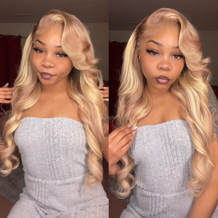 Barbie-Inspired Blonde Highlight Lace Front Wigs - Pre-Plucked 13x4/13x6 Glueless Human Hair Wigs for Women - 16 / 5x5 Pre Cut Glueless / P18/613-Body Wave-150% - Lyvelle